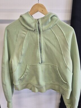 Women’s Lululemon Half-Zip Hooded Sweatshirt - Light Green